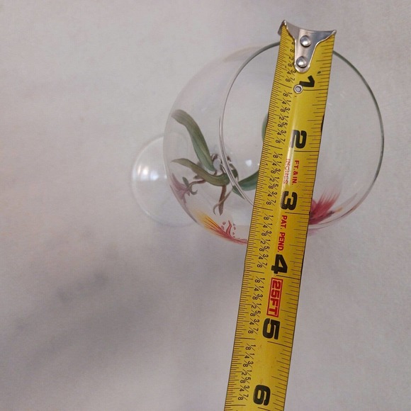 9" Goblet HAND PAINTED WINE GLASS Hawaiian Hibiscus Lilly Flowers - Picture 15 of 15
